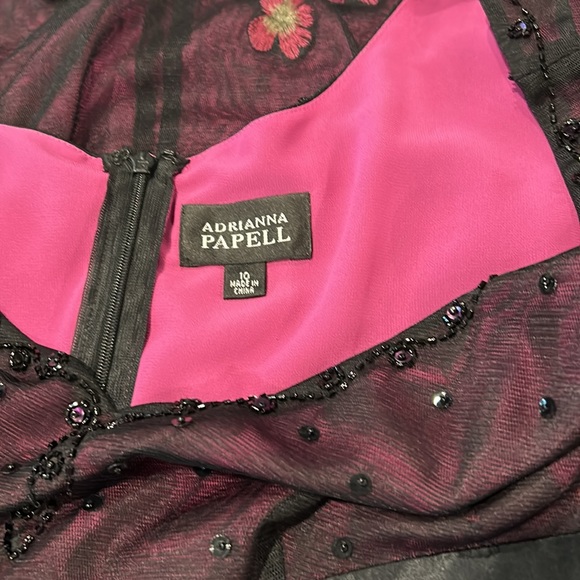 Adrianna Papell Purple Merlot Colored Midi size 10 Silk Lined Embroidered Beaded - Picture 8 of 9